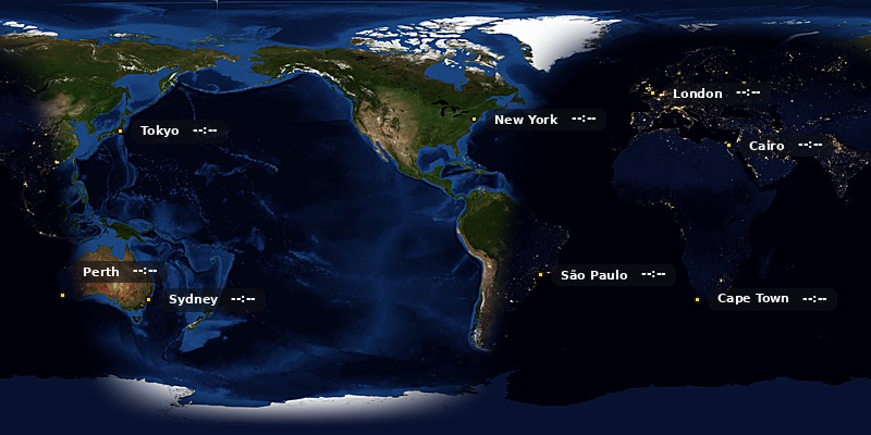 Map centred over the Americas
