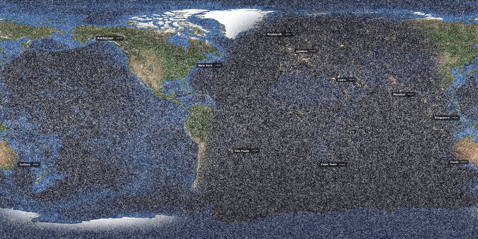 Earth render with heavy cloud overlay showing weather patterns